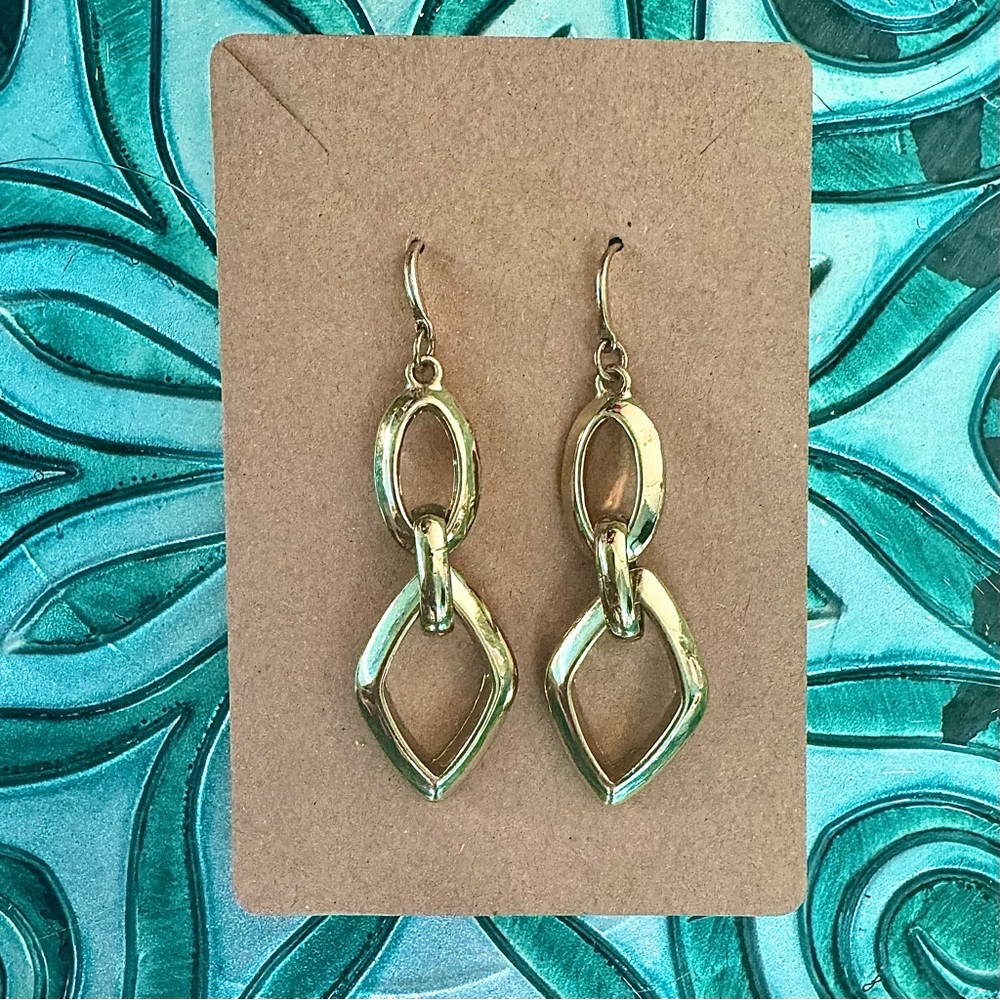 Alfani 10k Gold Plated Dangle Drop Earrings Minimalist Link Chain Lightweight
